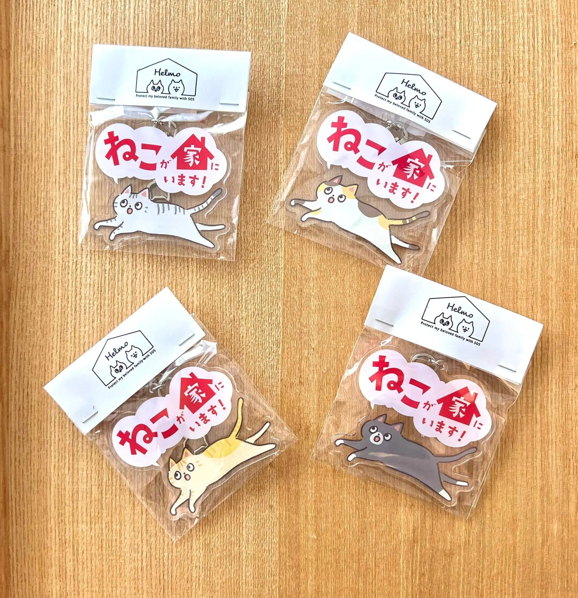 【全10種】家ねこキーホルダー | 連絡先が書ける SOSキーホルダー | 迷子・緊急時に愛猫を守るお守りグッズ - もしもshop Helmo