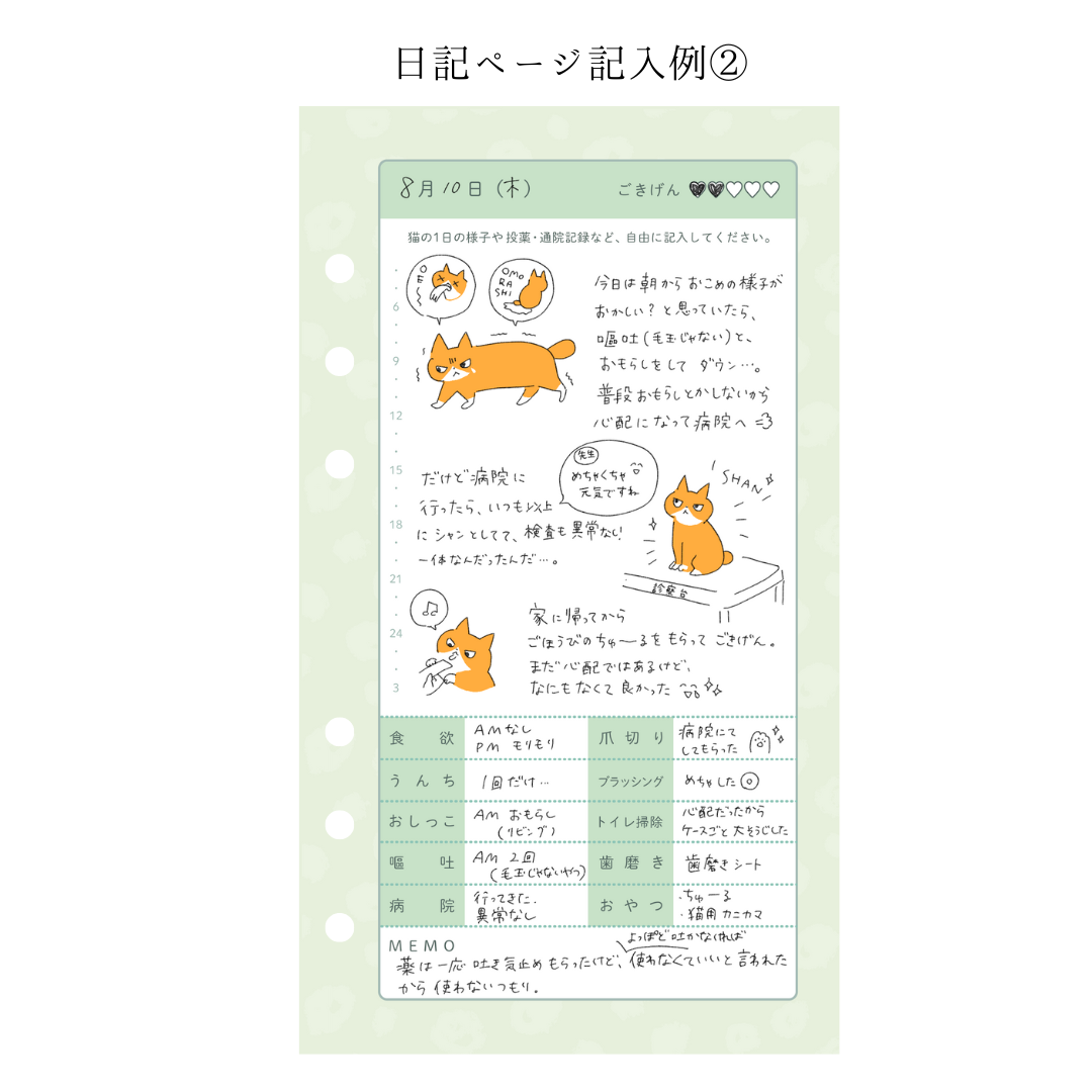 追加オプション:猫日記ページ1ヶ月分