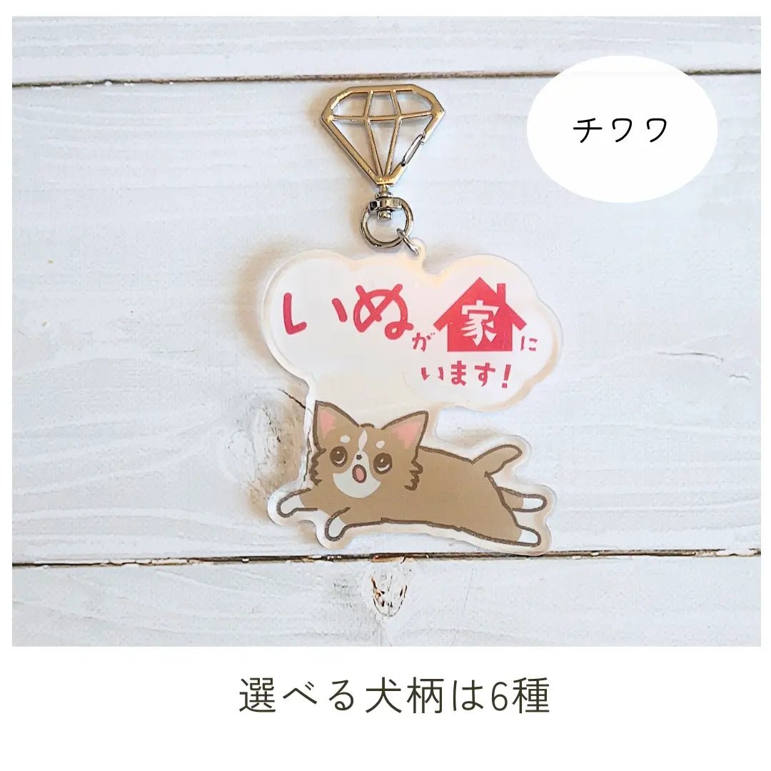 【全6種】家いぬキーホルダー | 連絡先が書ける SOSキーホルダー | 迷子・緊急時に愛犬を守るお守りグッズ - もしもshop Helmo