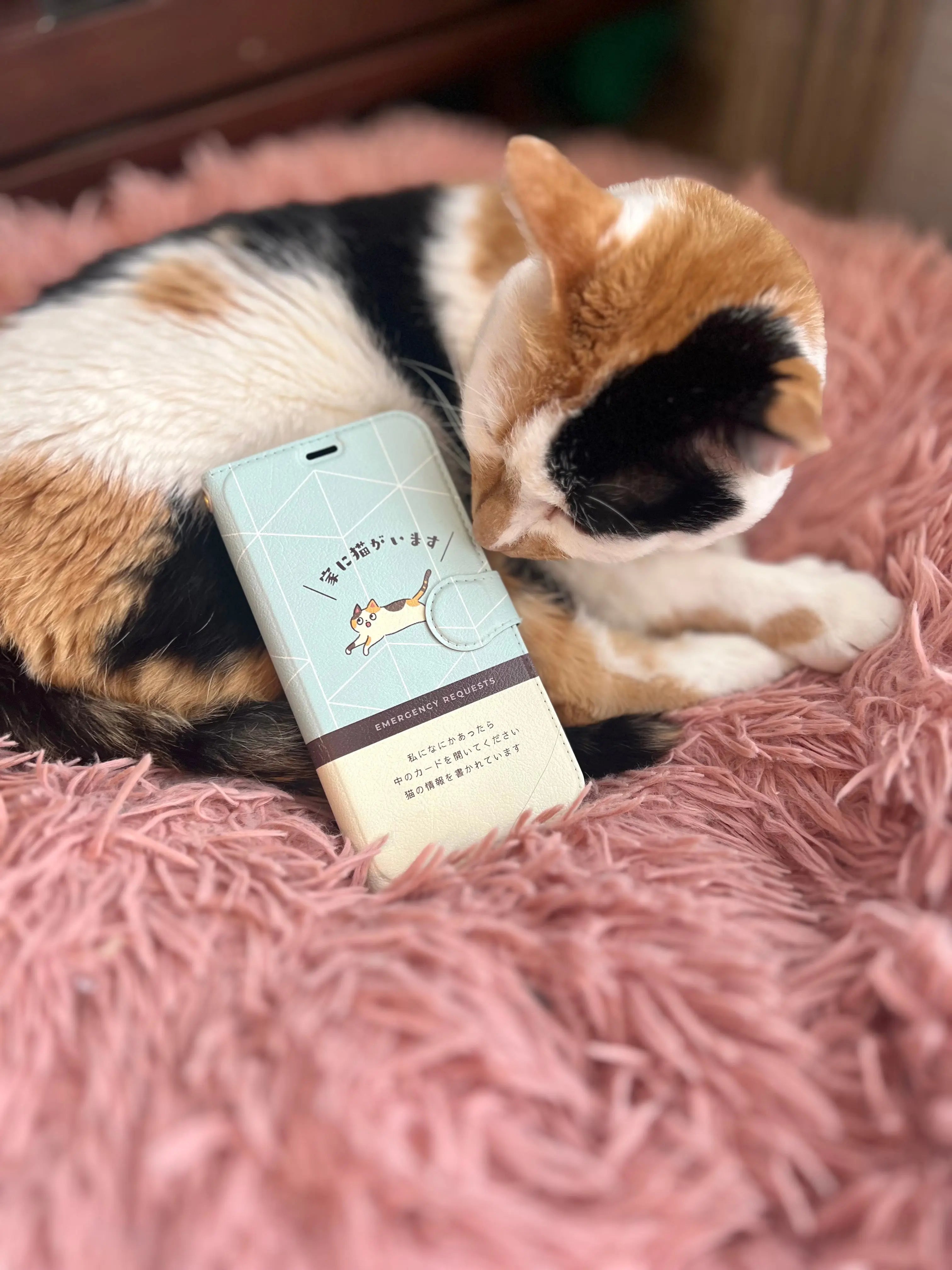 ペット防災・もしもの備えスマホケース｜家に猫がいます（緊急連絡カード付き）※受注生産 Helmo